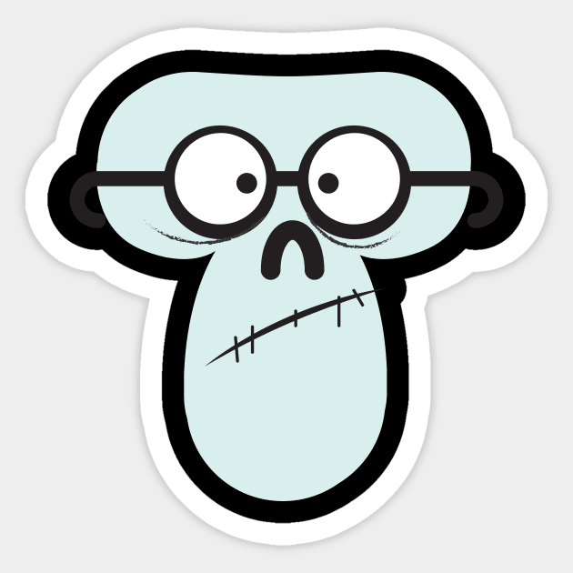 Four Eyed Skull Sticker by realdavemcmahon